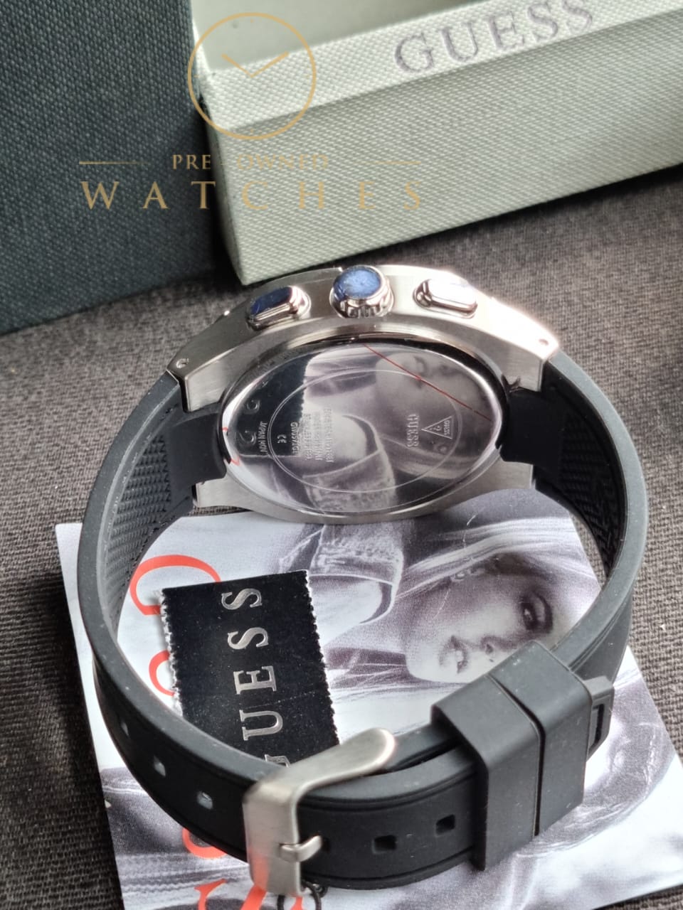 Guess Men’s Quartz Black Silicone Strap Grey Dial 42mm Watch GW0571G1 - Image 4