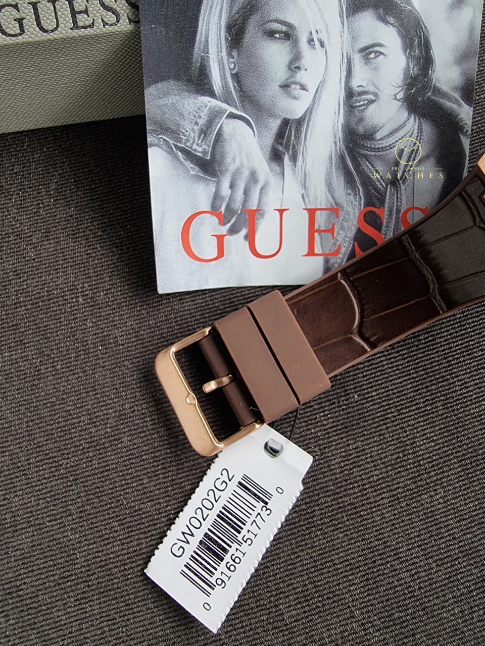 Guess Men’s Quartz Brown Silicone & Leather Strap Blue Dial 43mm Watch GW0202G2 - Image 7