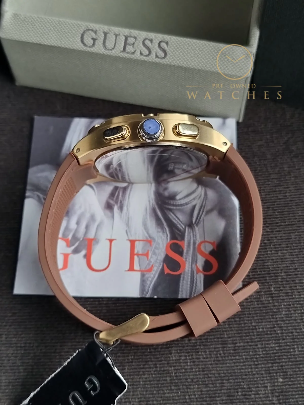 Guess Men’s Quartz Brown Silicone Strap Blue Dial 42mm Watch GW0571G5 - Image 6