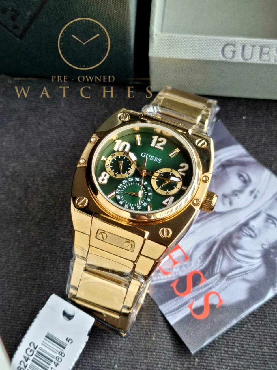 Guess Men’s Quartz Gold Stainless Steel Green Dial 43mm Watch GW0624G2 - Image 3