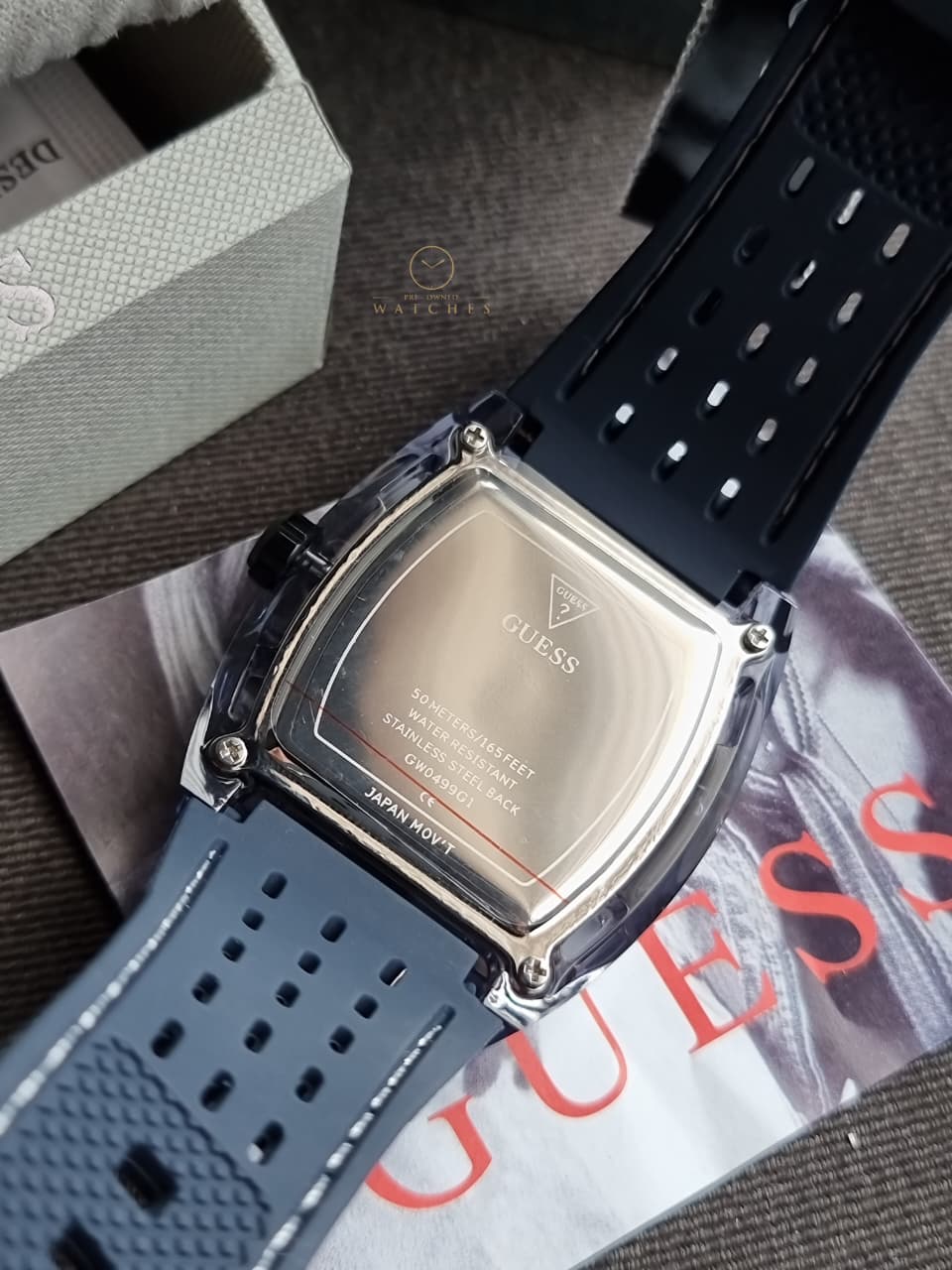Guess Men’s Quartz Navy Blue Silicone Strap Navy Blue Dial 44mm Watch GW0499G1 - Image 7