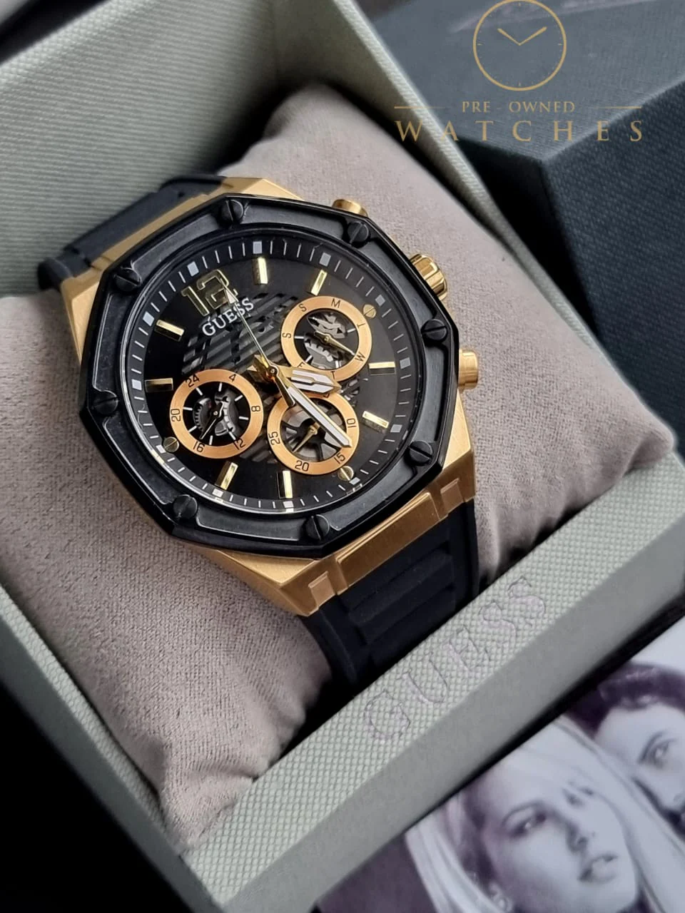 Guess Men’s Quartz Silicone Strap Black Dial 44mm Watch GW0263G1 - Image 6