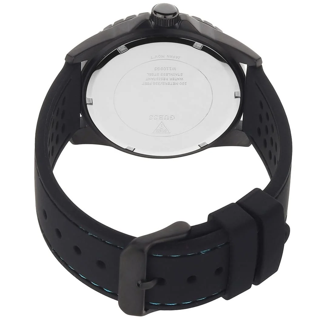 Guess Men’s Quartz Silicone Strap Black Dial 44mm Watch W1108G5 - Image 3