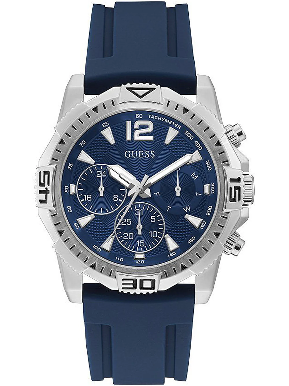 Guess Men’s Quartz Silicone Strap Blue Dial 45mm Watch GW0211G1