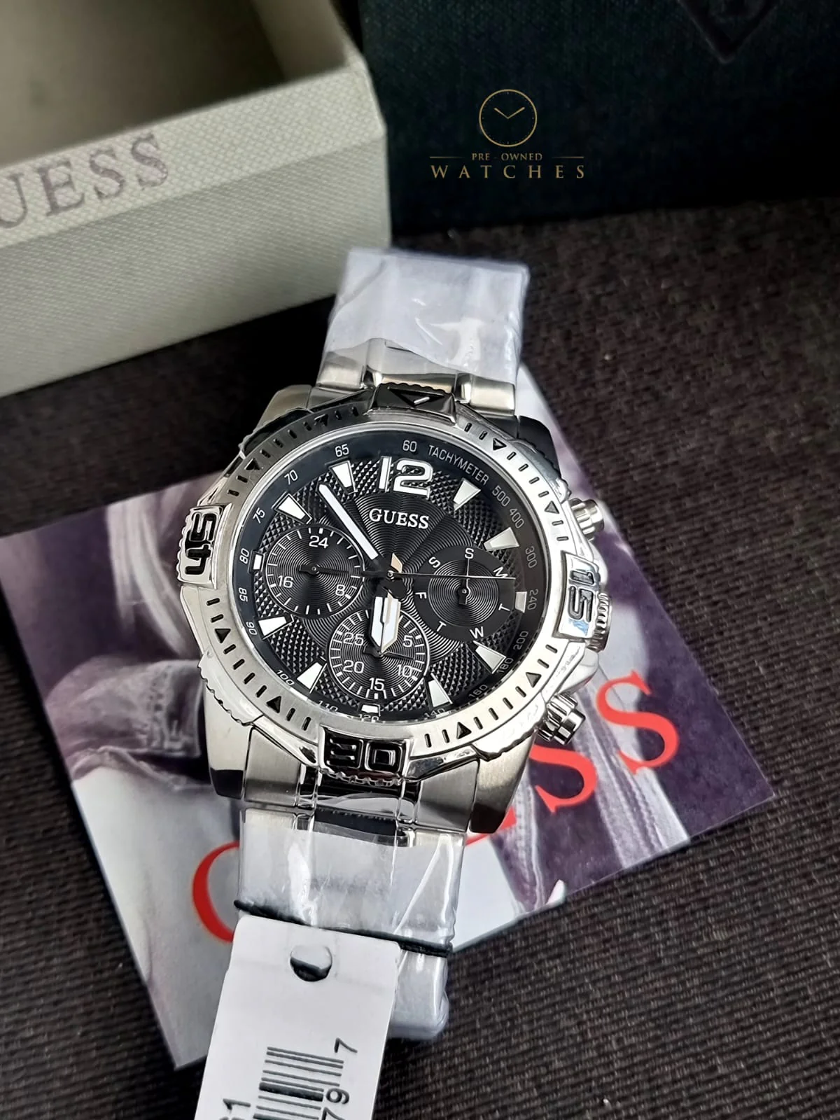 Guess Men’s Quartz Silver Stainless Steel Black Dial 43mm Watch GW0056G1 - Image 7