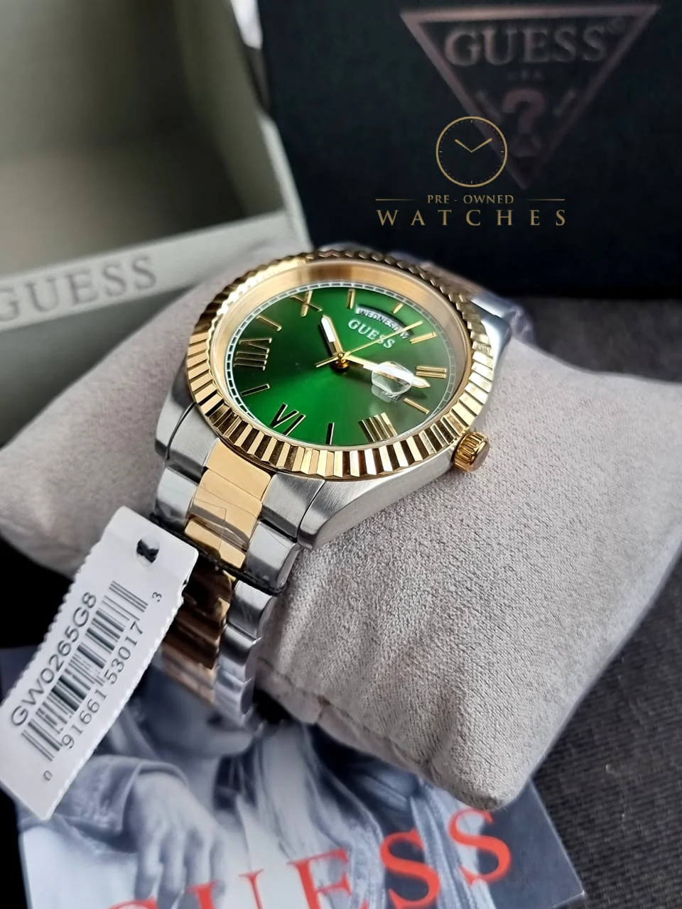 Guess Men’s Quartz Two-tone Stainless Steel Green Dial 42mm Watch GW0265G8 - Image 5