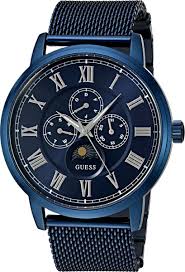 Guess Men W0871G3 Round Dial Stainless Blue Band Watch - Image 3