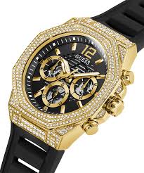 GUESS Mens Black Gold Tone Multi-function Watch - Image 2