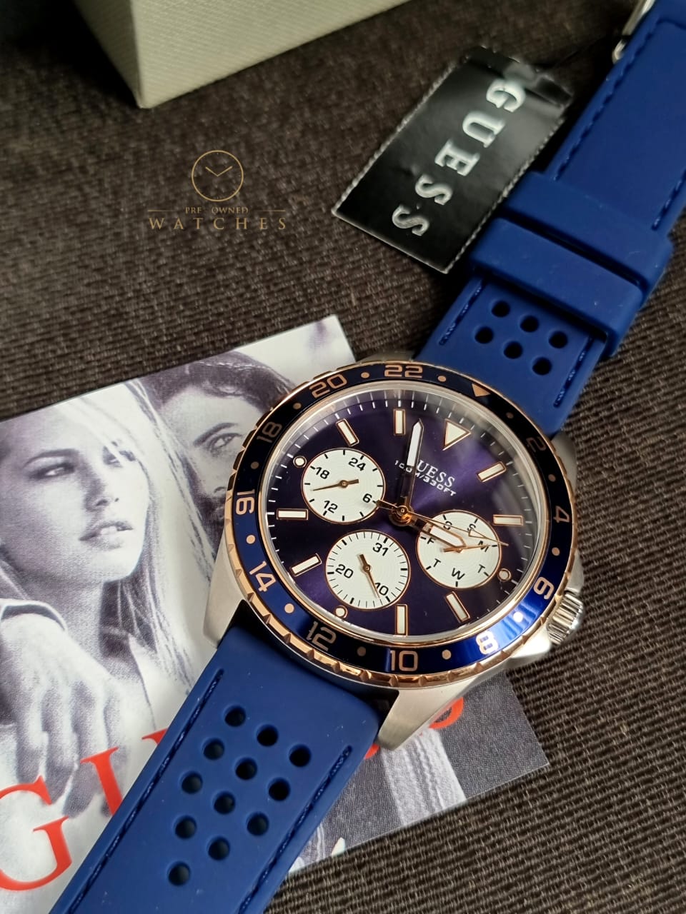 Guess Mens Multi Dial Watch with Silicone Strap, Blue, 44 mm, W1108G4 - Image 6