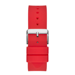 Guess Mens Silver Case with Black TR Black Multi-Function Dial Red Silicone Strap Watch - Image 5