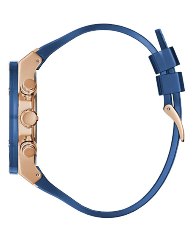 Guess Mens Watch – GW0425G3 Guess Mens Rosegold Tone Stainless Steel Case Rose gold Dial Analog Mineral Glass Multi-Function Blue Silicon Band Watch - Image 4