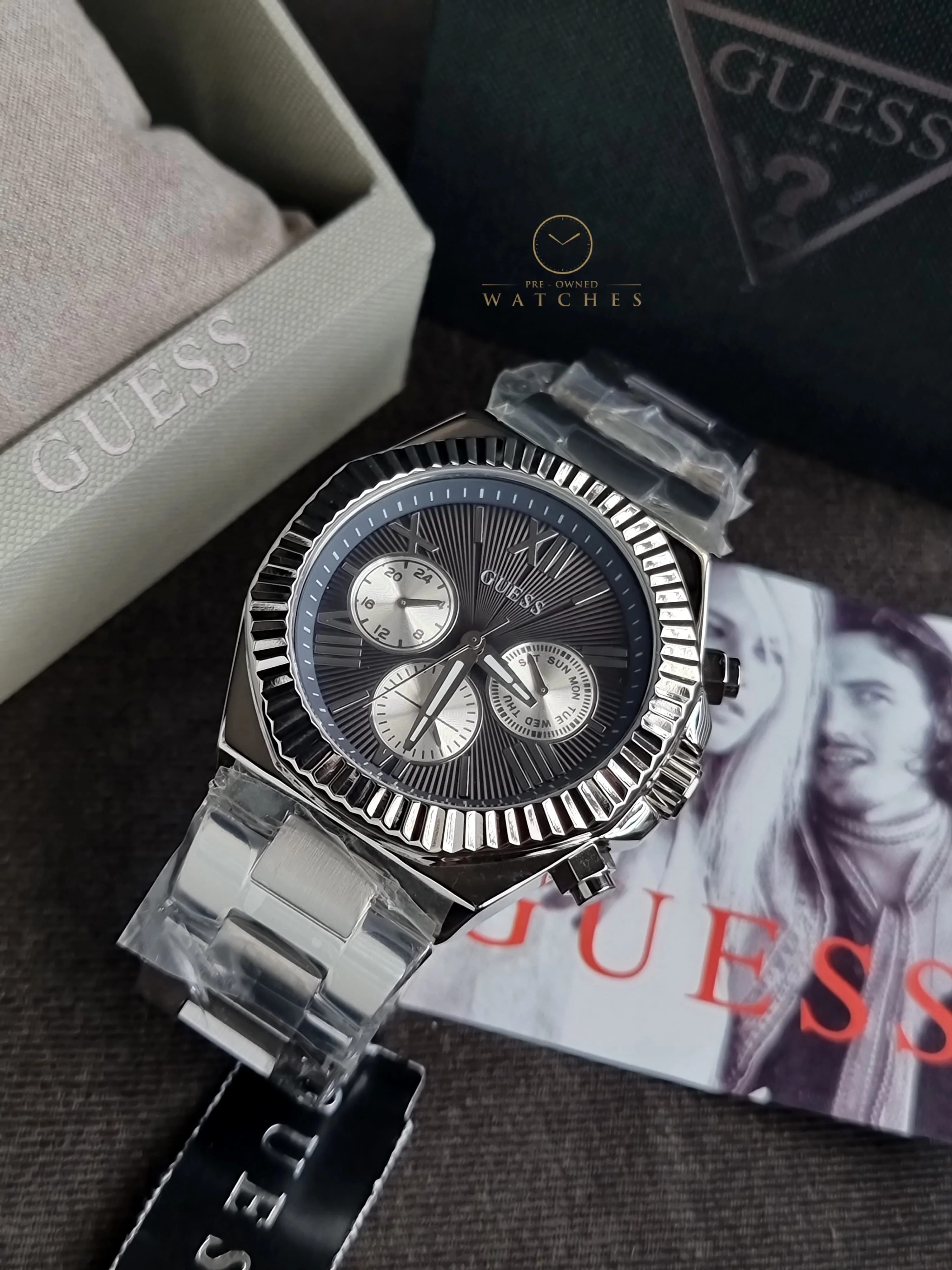 GUESS Stainless Steel Analog Black Dial Men's Watch-Gw0703G1, Band Color-Silver - Image 10