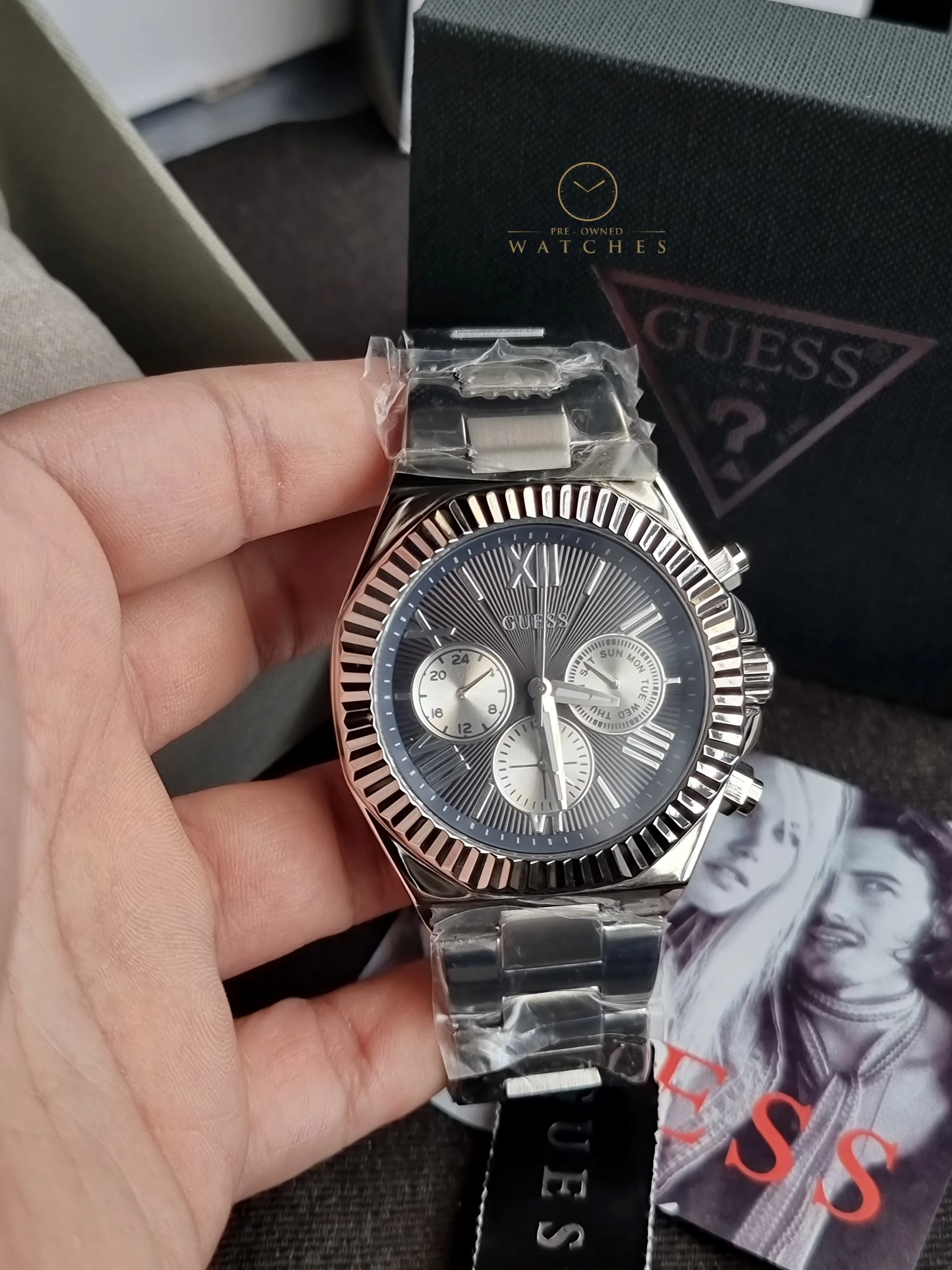 GUESS Stainless Steel Analog Black Dial Men's Watch-Gw0703G1, Band Color-Silver - Image 12
