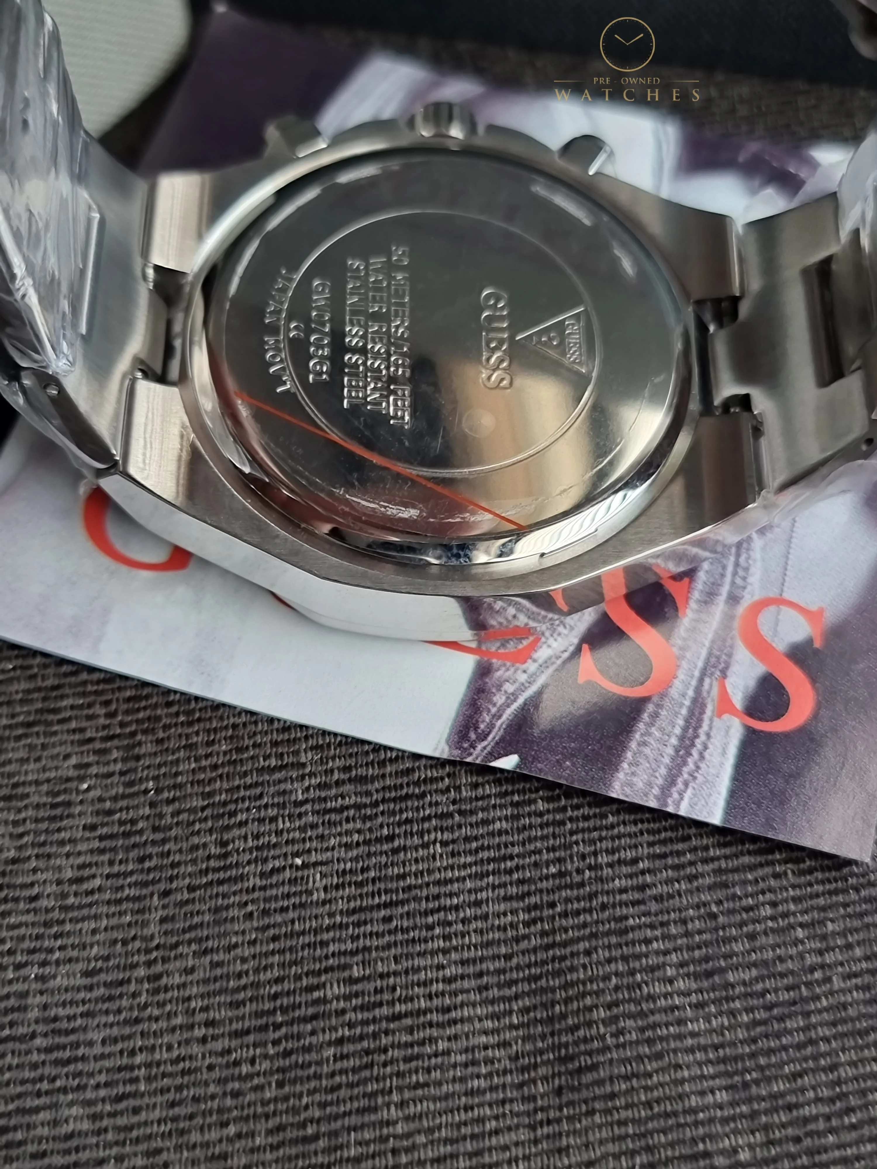 GUESS Stainless Steel Analog Black Dial Men's Watch-Gw0703G1, Band Color-Silver - Image 9