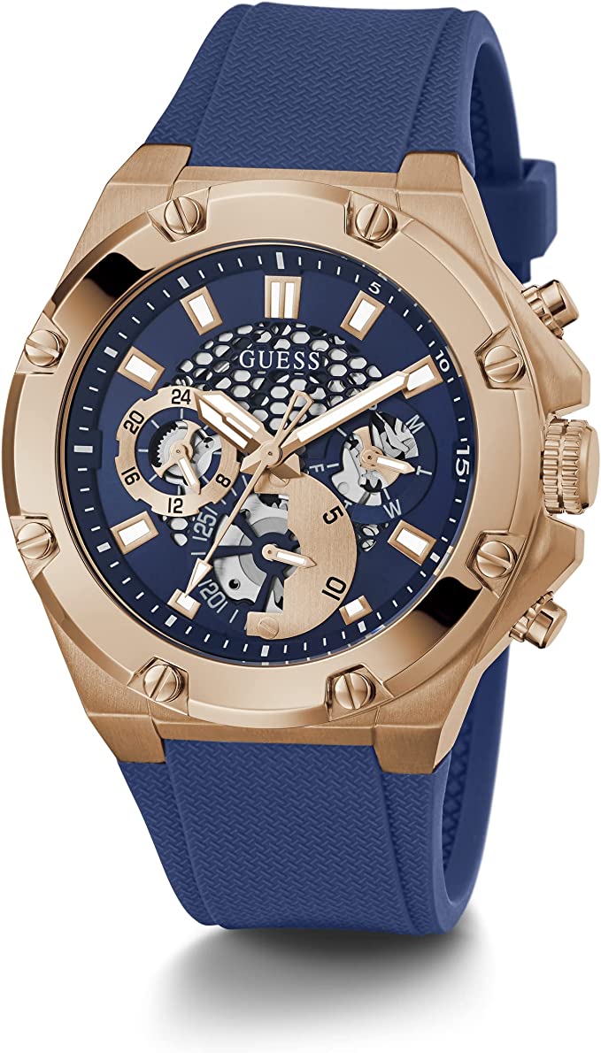 GUESS US Men's Rose Gold-Tone and Black Multifunction Watch - Image 2