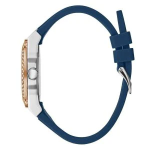 Guess Women’s Quartz Blue Silicone Strap Rose Gold & White Dial 39mm Watch W1291L2 - Image 2