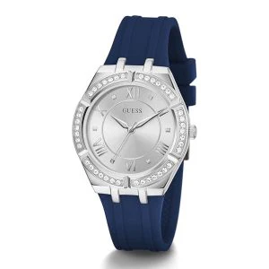 Guess Women’s Quartz Blue Silicone Strap Silver Dial 36mm Watch GW0034L5
