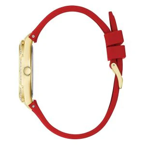 Guess Women’s Quartz Red Silicone Strap Gold Dial 36mm Watch GW0034L6 - Image 2