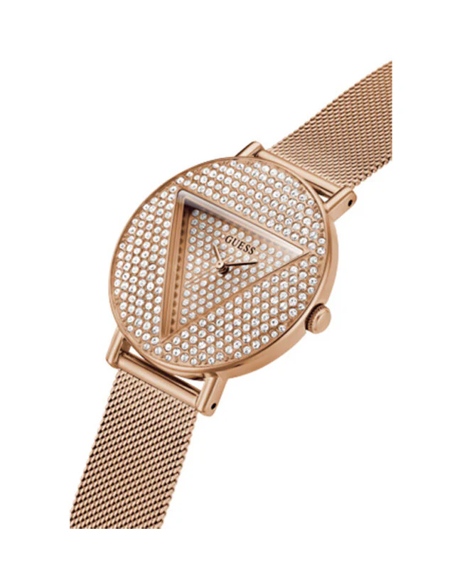 Guess Womens Rose Gold Stainless Steel Case Rose Gold Crystals Dial Rose Gold Mesh Stainless Steel Bracelet Watch GW0477L3 - Image 3