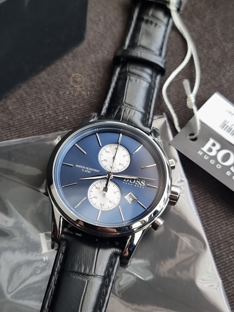Hugo Boss Men’s Chronograph Leather Strap Blue Dial 41mm Watch 1513283 - Image 11