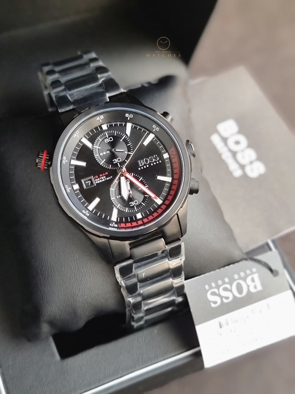 Hugo Boss Men’s Chronograph Quartz Stainless Steel Black Dial 46mm Watch 1513825 - Image 6