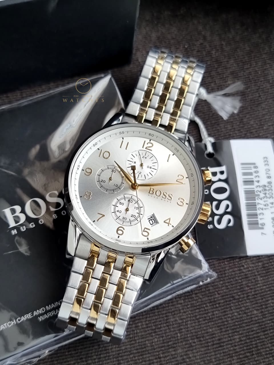 Hugo Boss Men’s Chronograph Quartz Stainless Steel White Dial 44mm Watch 1513499 - Image 6