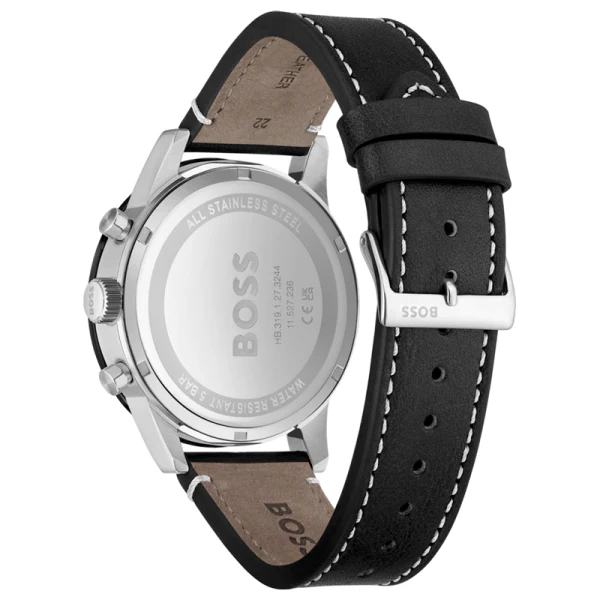 Hugo Boss Men’s Quartz Black Leather Strap Black Dial 44mm Watch 1513920 - Image 2