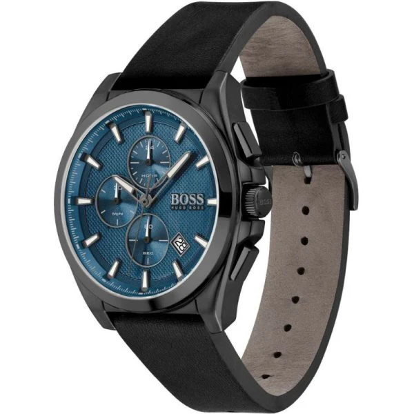 Hugo Boss Men’s Quartz Black Leather Strap Blue Dial 46mm Watch 1513883 - Image 2