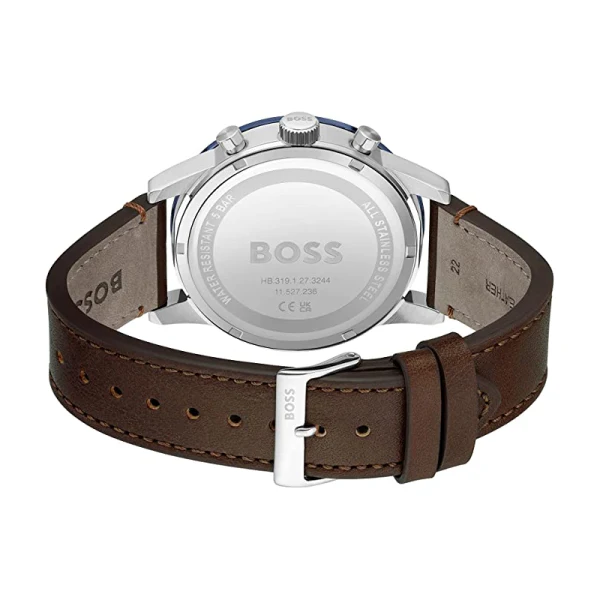 Hugo Boss Men’s Quartz Brown Leather Strap Blue Dial 44mm Watch 1513921 - Image 2