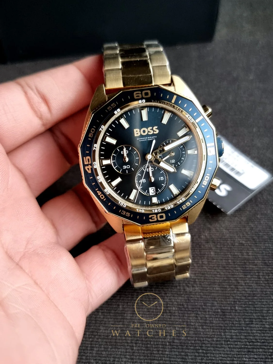 Hugo Boss Men’s Quartz Gold Stainless Steel Blue Dial 44mm Watch 1513973 - Image 10