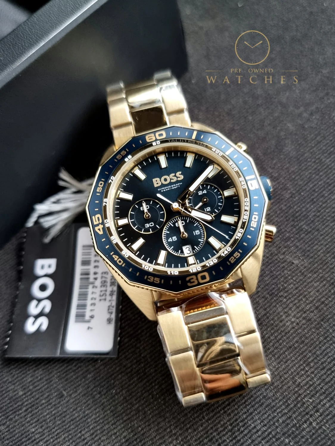 Hugo Boss Men’s Quartz Gold Stainless Steel Blue Dial 44mm Watch 1513973 - Image 4