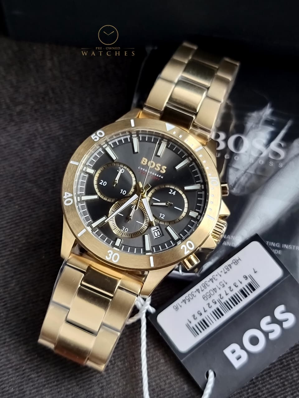 Hugo Boss Men’s Quartz Gold Stainless Steel Olive Green Dial 45mm Watch 1514059 - Image 4