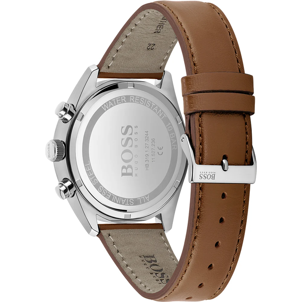 Hugo Boss Men’s Quartz Leather Strap White Dial 44mm Watch 1513879 - Image 3