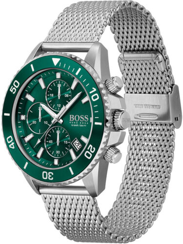 Hugo Boss Men’s Quartz Silver Stainless Steel Green Dial 46mm Watch 1513905 - Image 2