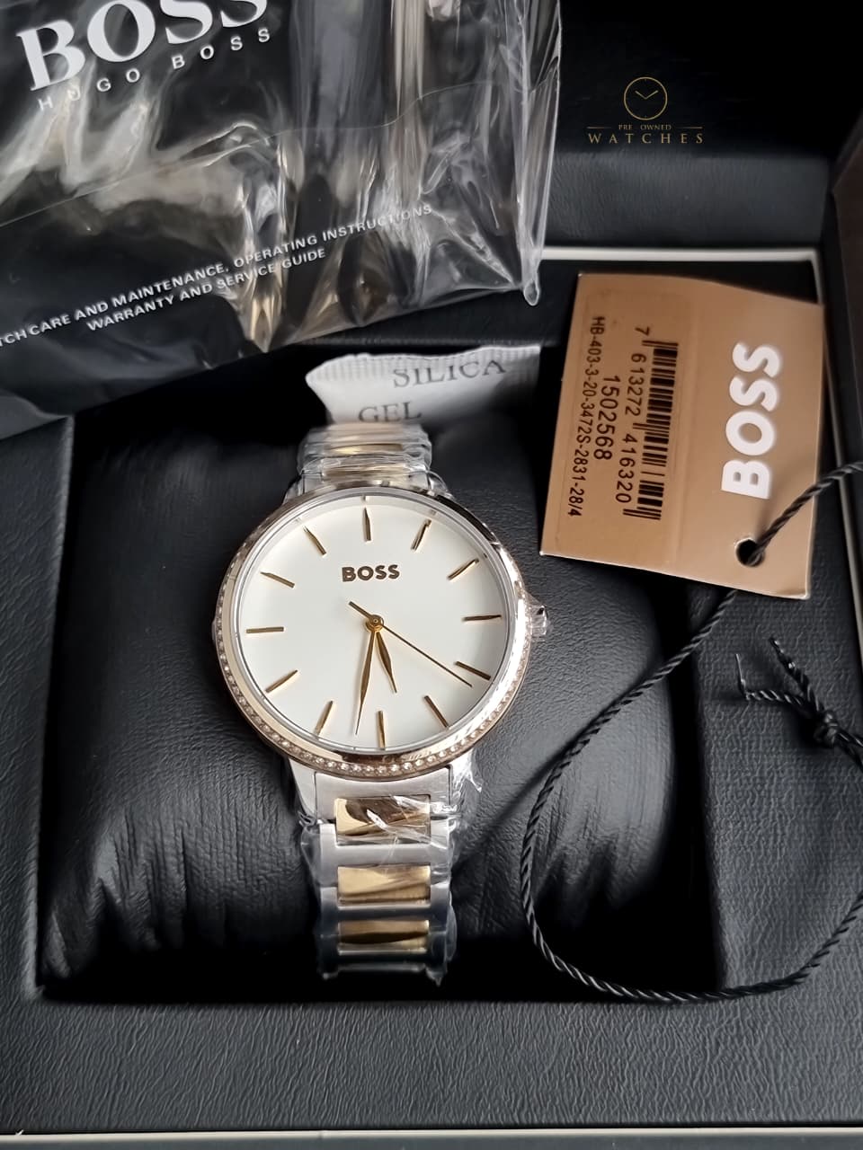 HUGO BOSS Signature Two-Tone Stainless Steel Silver Dial Quartz Watch for Ladies - 1502568 - Image 6
