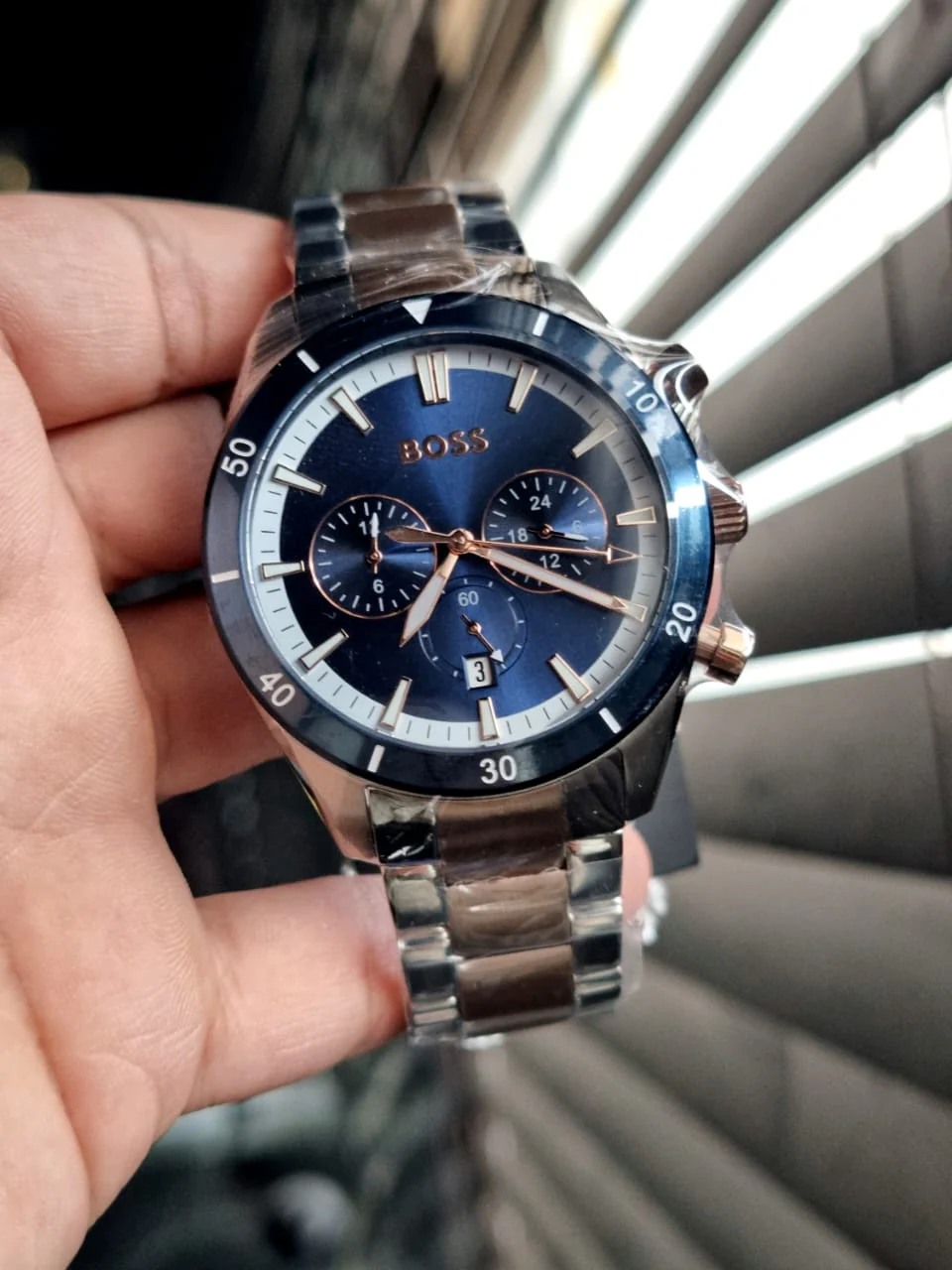 Hugo Boss Two-Tone Steel Blue Dial Men's Chronograph Watch - 1513937 - Image 2