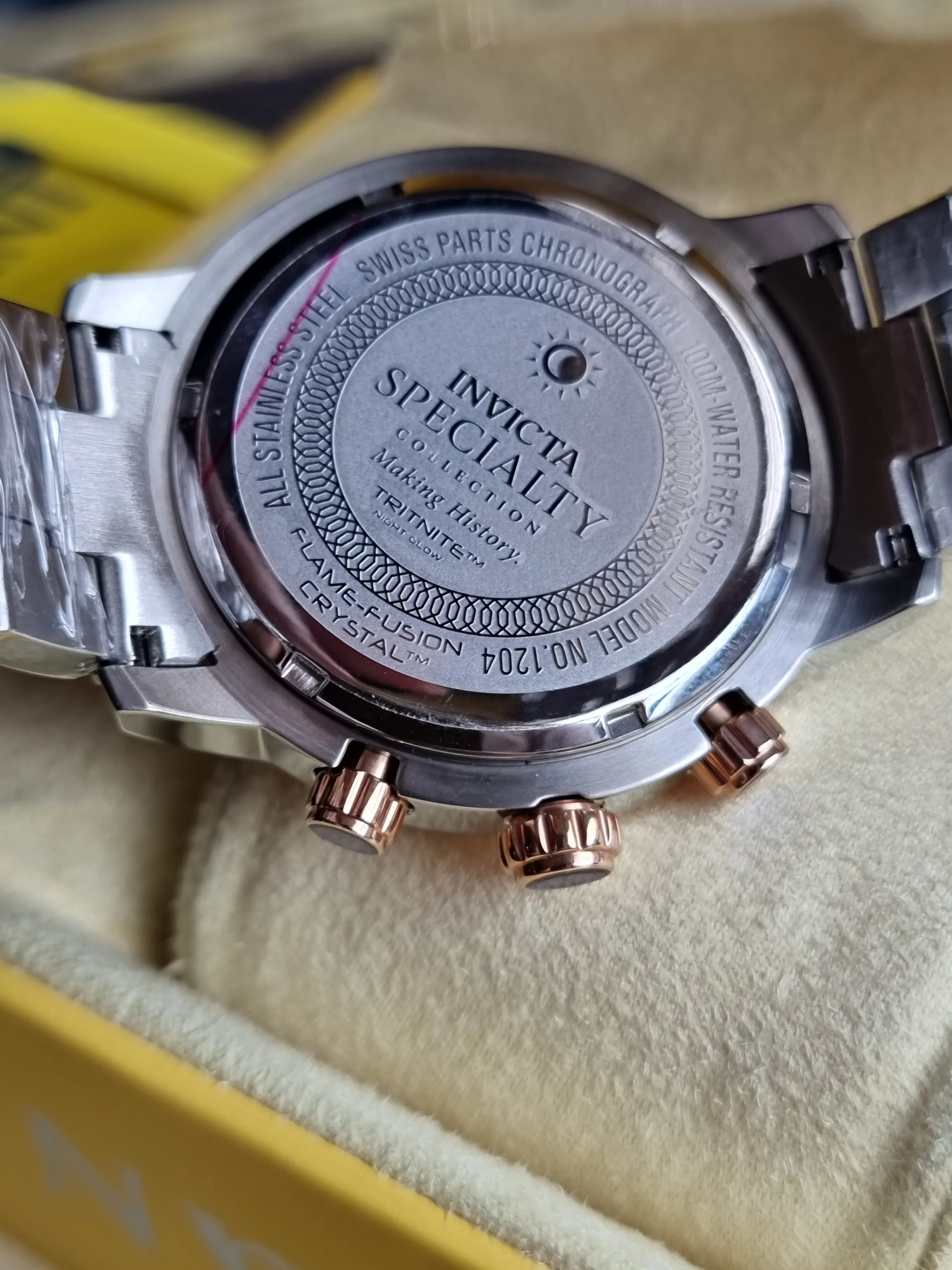 Invicta 1204 Mens Rose Gold Bezel Chronograph Watch - Image 6