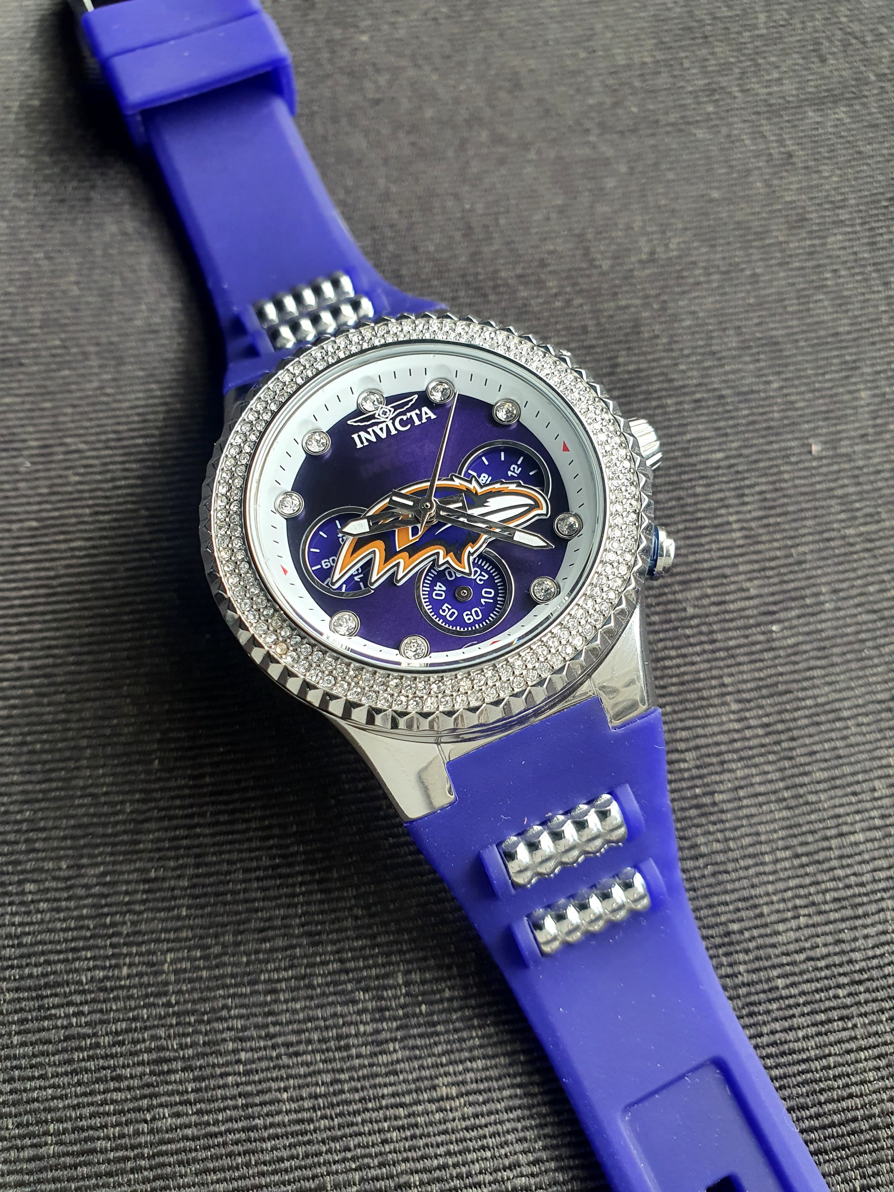 INVICTA NFL Baltimore Ravens Chronograph Quartz Crystal Purple Dial Ladies Watch - Image 8