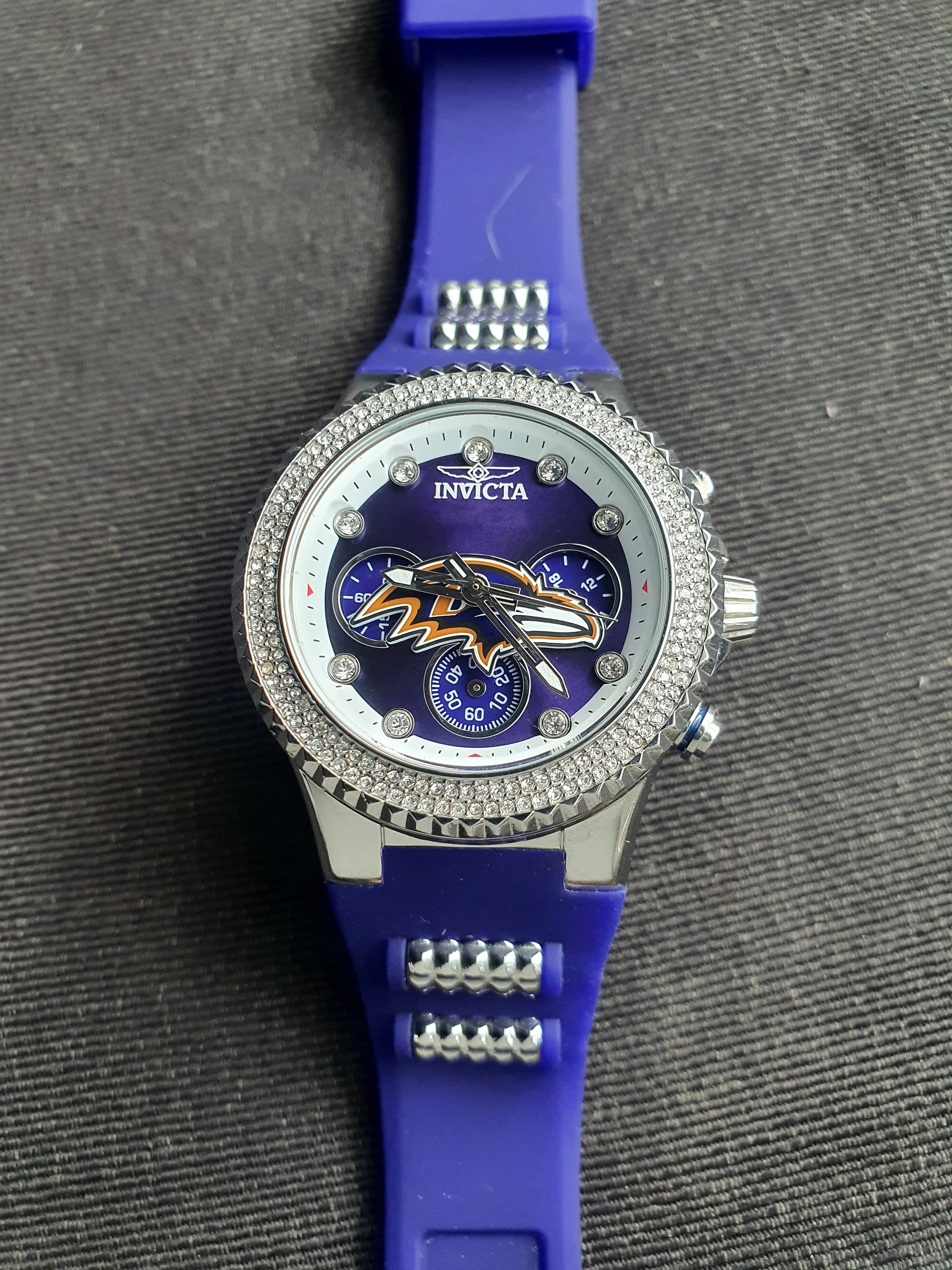 INVICTA NFL Baltimore Ravens Chronograph Quartz Crystal Purple Dial Ladies Watch - Image 9