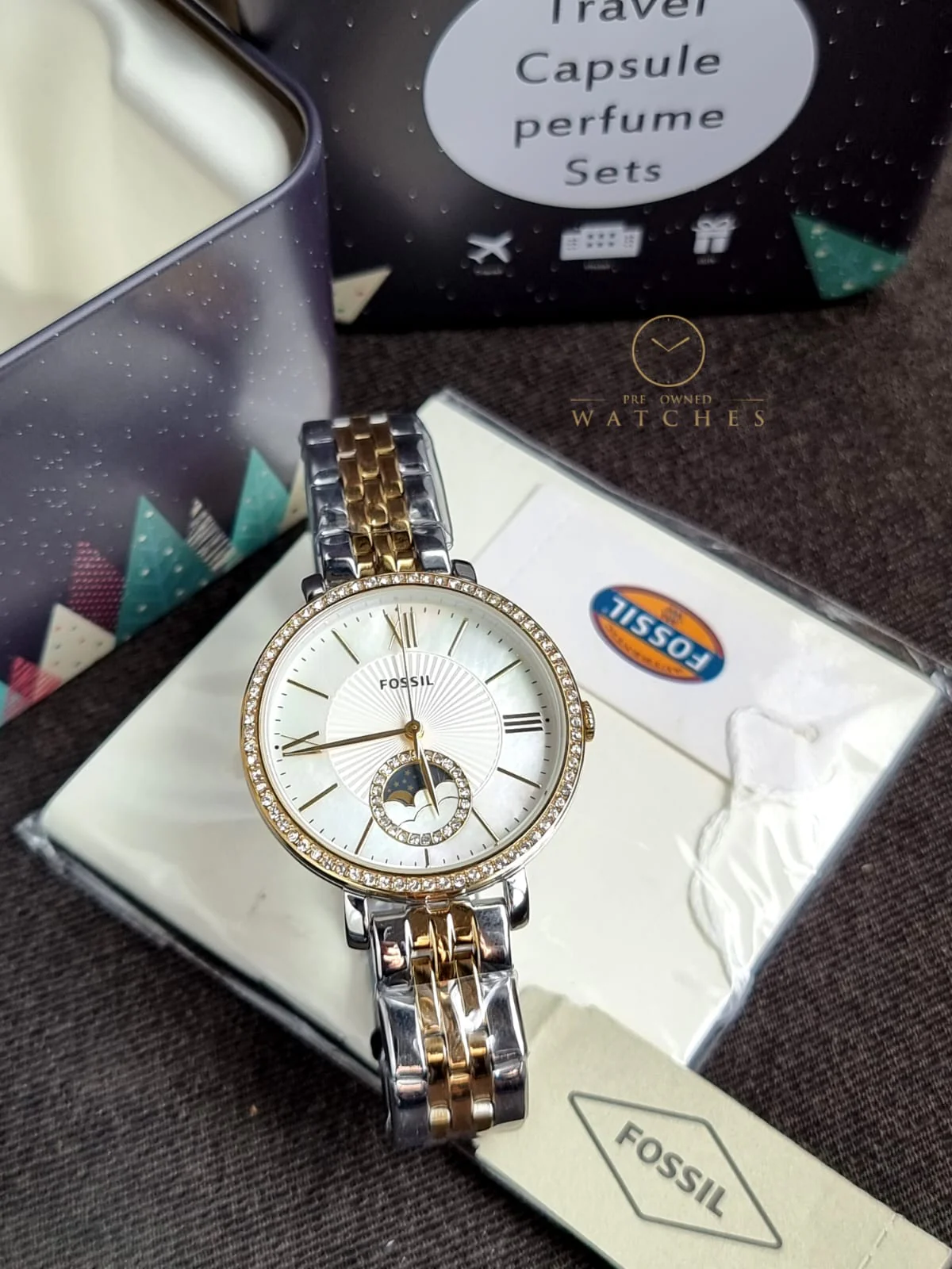 Jacqueline Sun Moon Multifunction Rose Gold-Tone Stainless Steel Watch - Image 11