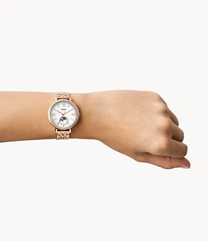 Jacqueline Sun Moon Multifunction Rose Gold-Tone Stainless Steel Watch - Image 4