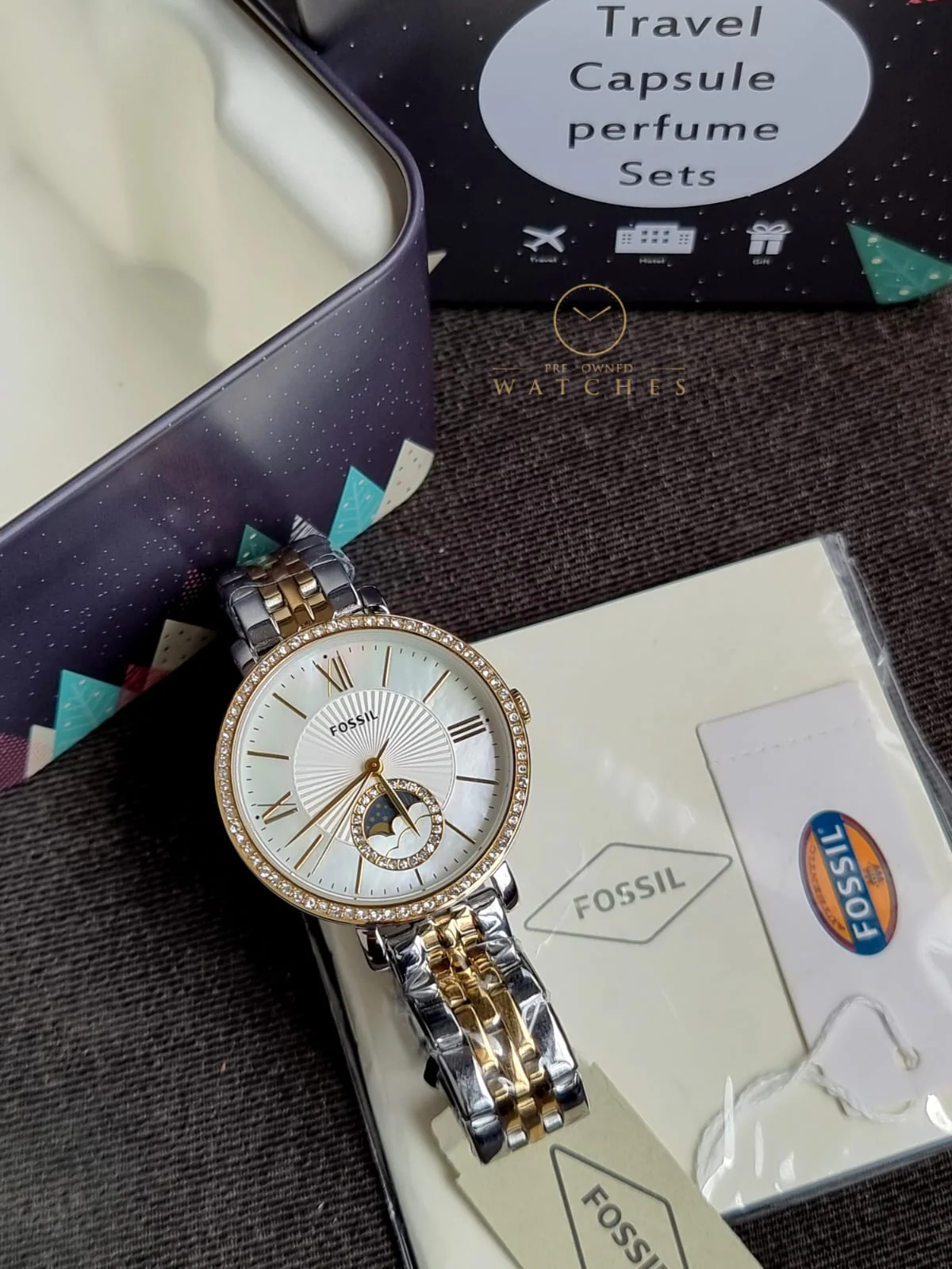 Jacqueline Sun Moon Multifunction Rose Gold-Tone Stainless Steel Watch - Image 7