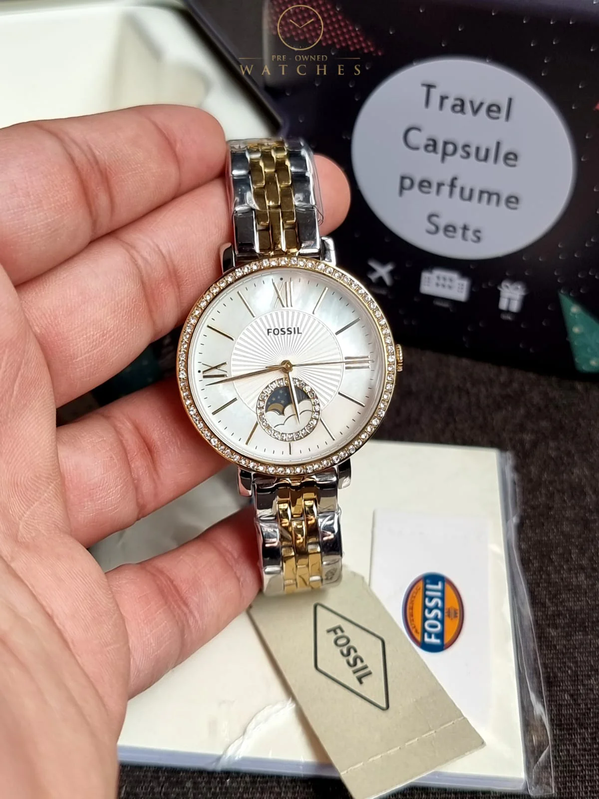 Jacqueline Sun Moon Multifunction Rose Gold-Tone Stainless Steel Watch - Image 9