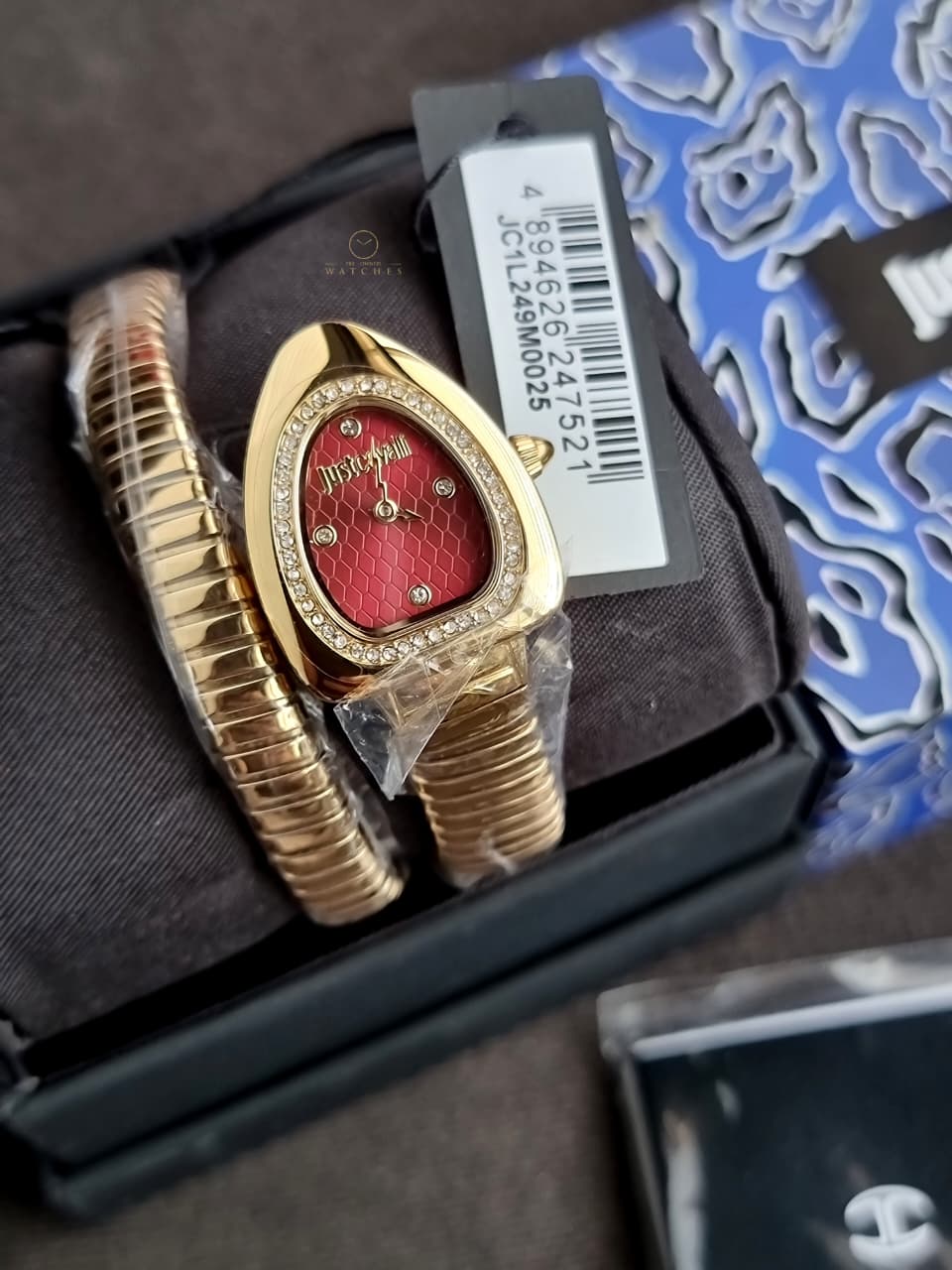 Just Cavalli Signature Snake Gold-Tone Red Dial Ladies Watch – JC1L249M0025 - Image 13