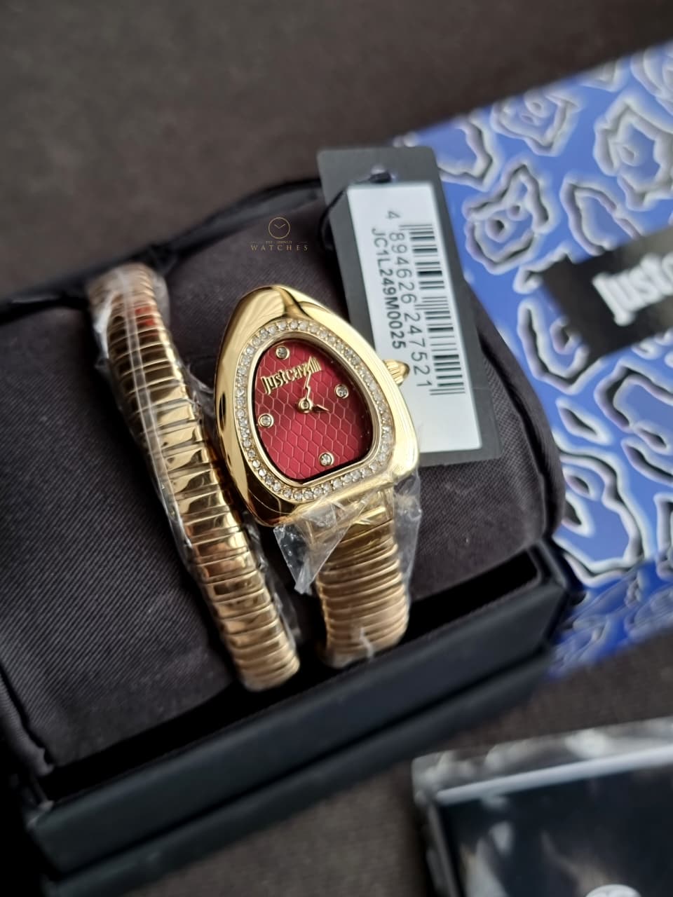 Just Cavalli Signature Snake Gold-Tone Red Dial Ladies Watch – JC1L249M0025 - Image 5