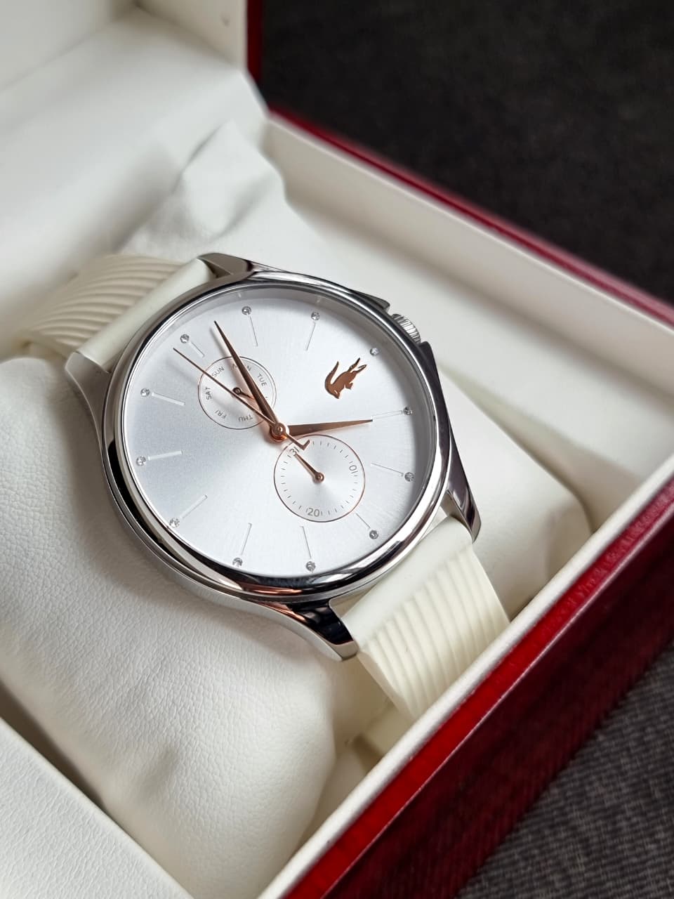 Lacoste Ladies Watch White Dial Silicon Strap 38mm Quartz Watch - Image 2
