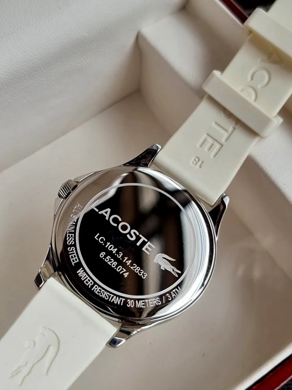 Lacoste Ladies Watch White Dial Silicon Strap 38mm Quartz Watch - Image 3