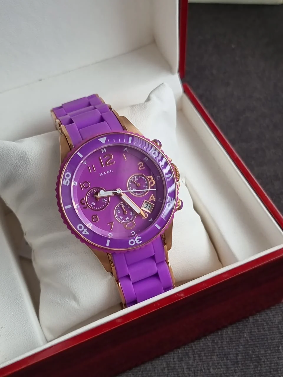 Marc Jacobs Rock Chronograph Purple Dial Purple Silicone Strap Watch For Women - MBM2549 - Image 3