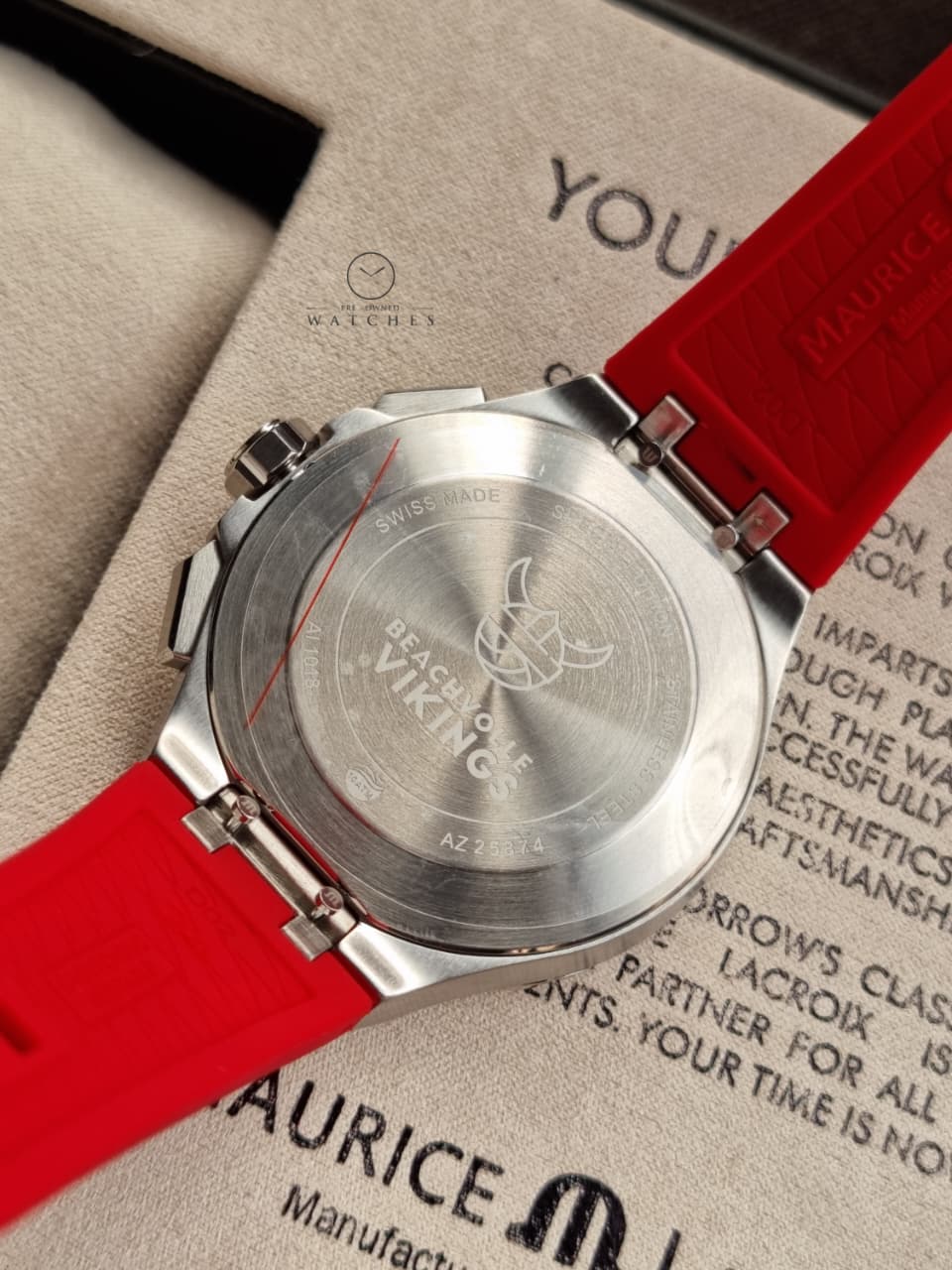 Maurice Lacroix Aikon Beach Volley Vikings Limited Edition Red Dial Red Rubber Strap Watch for Men - AI1018-SS001-530-6 - Image 6