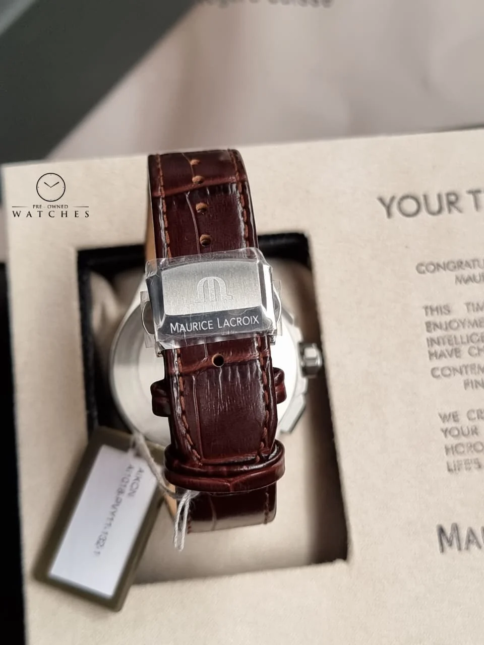 Maurice Lacroix Aikon Brown Leather Strap Silver Dial Chronograph Quartz Watch for Gents - AI1018-PVY11-132-1 - Image 4